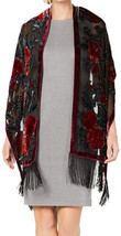 allbrand365 designer Womens Sparkle Rose Fringe Wrap Size os Color Black - £42.44 GBP