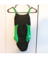 Speedo Womens Green &amp; Black One-Piece Swimsuit Size 28 With Cross Back - €13,47 EUR