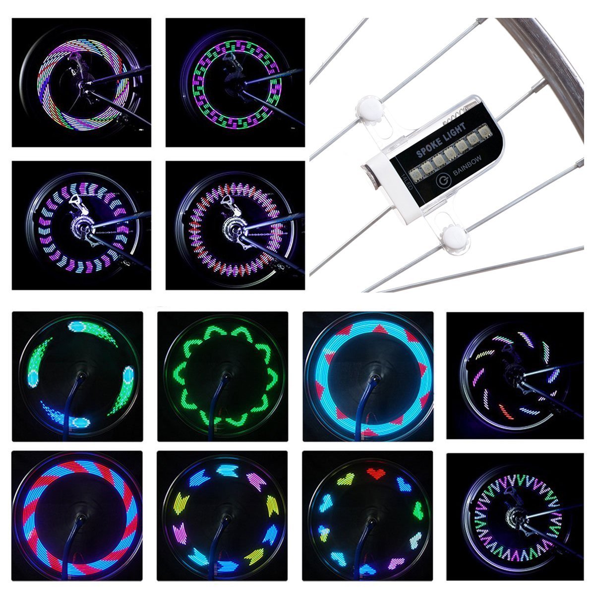 DAWAY LED Bike Wheel Lights - A12 Waterproof Cool Bicycle Tire Light (2 Pack), S