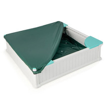 Kids Outdoor Sandbox with Oxford Cover and 4 Corner Seats-White - Color:... - £130.31 GBP