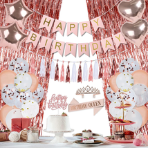Rose Gold Birthday Decorations for Women - Quesen Birthday Party Supplies with H - £27.69 GBP