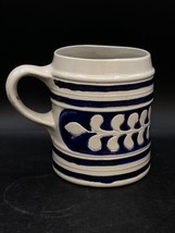Colonial Williamsburg Pottery Cobalt Blue Large Beer Pitcher Mug Salt Glaze 5.5” - £27.21 GBP