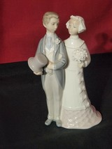 Vtg Lladro Wedding Couple Sweet Bride &amp; Groom #4808 Retired (Cake Topper) - £30.99 GBP