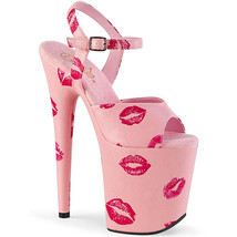 Pleaser FLAMINGO-809KISSES Baby Pink Women 8&quot; Heel Platform Ankle Strap Sandal - £54.48 GBP