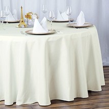 Ivory 132&quot;&quot; Premium Round Polyester Tablecloth Wedding Party Tabletop Dinner Gif - £27.21 GBP