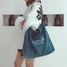 Corduroy Tote Bag for Women 2023 Fashion Shopper Designer Handbag Large Capacity - £104.65 GBP