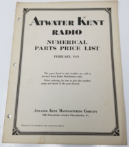 Atwater Kent Radio 1931 February Numerical Price Parts List Base Speaker Spring - $18.95