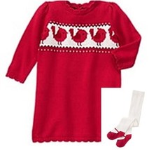 NWT Gymboree Baby Girls 6-12 Months Cozy Cabin Red Sweater Dress Tights NEW - $24.99