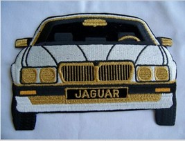 8 In X 5.5 In Embroidery Iron On Applique White Black Gold Jaguar Automobile - £14.92 GBP