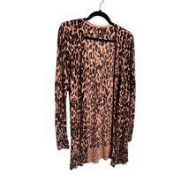 HALOGEN Womens Size XS Brown Black Leopard Print Lightweight Duster Cardigan - £13.20 GBP