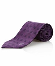 Versace Squares Print Dress Suit Tie Woven Purple 100% Silk Medusa Italy - £102.83 GBP