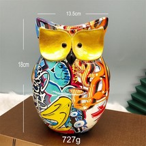European Owl Statues Home Decor Sculpture Animal Colorful Resin Crafts Ornaments - £49.92 GBP