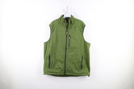 Vintage Orvis Mens XL Spell Out Knit Full Zip Fleece Vest Jacket Heather Green - £43.32 GBP