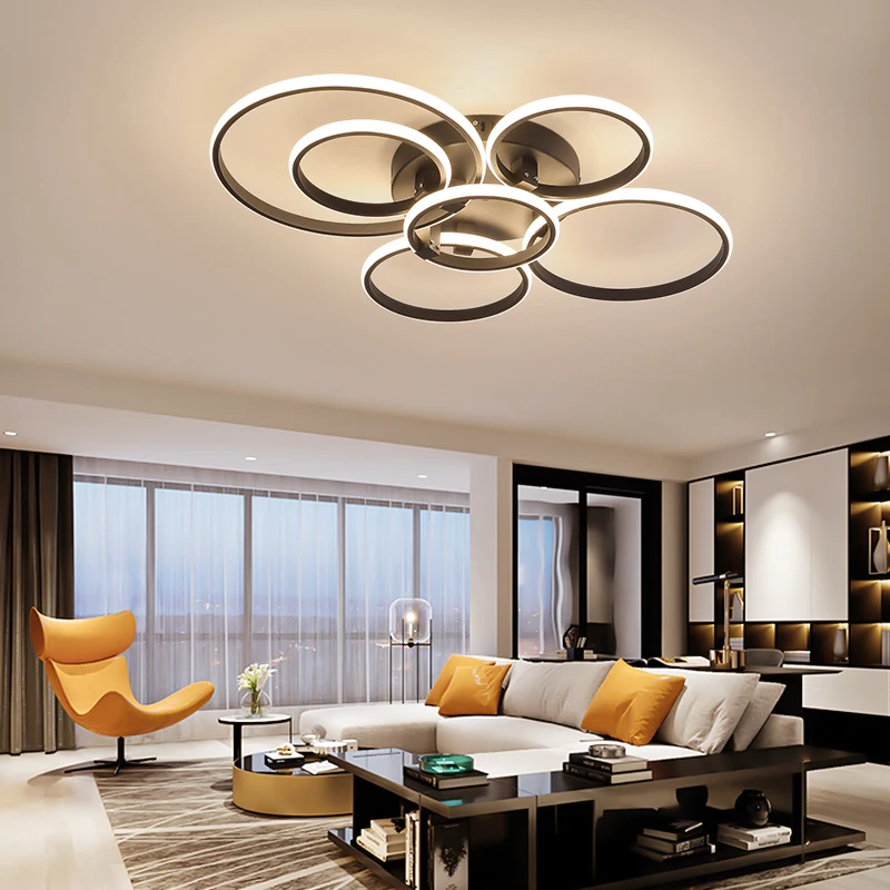 Hot led Chandelier lights Dimmable+APP rings designer for living room be... - £64.66 GBP+