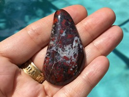 Red Blossom Jasper Freeform Teardrop 52x27x7 mm Cabochon Gemstone for Jewelry - £26.11 GBP