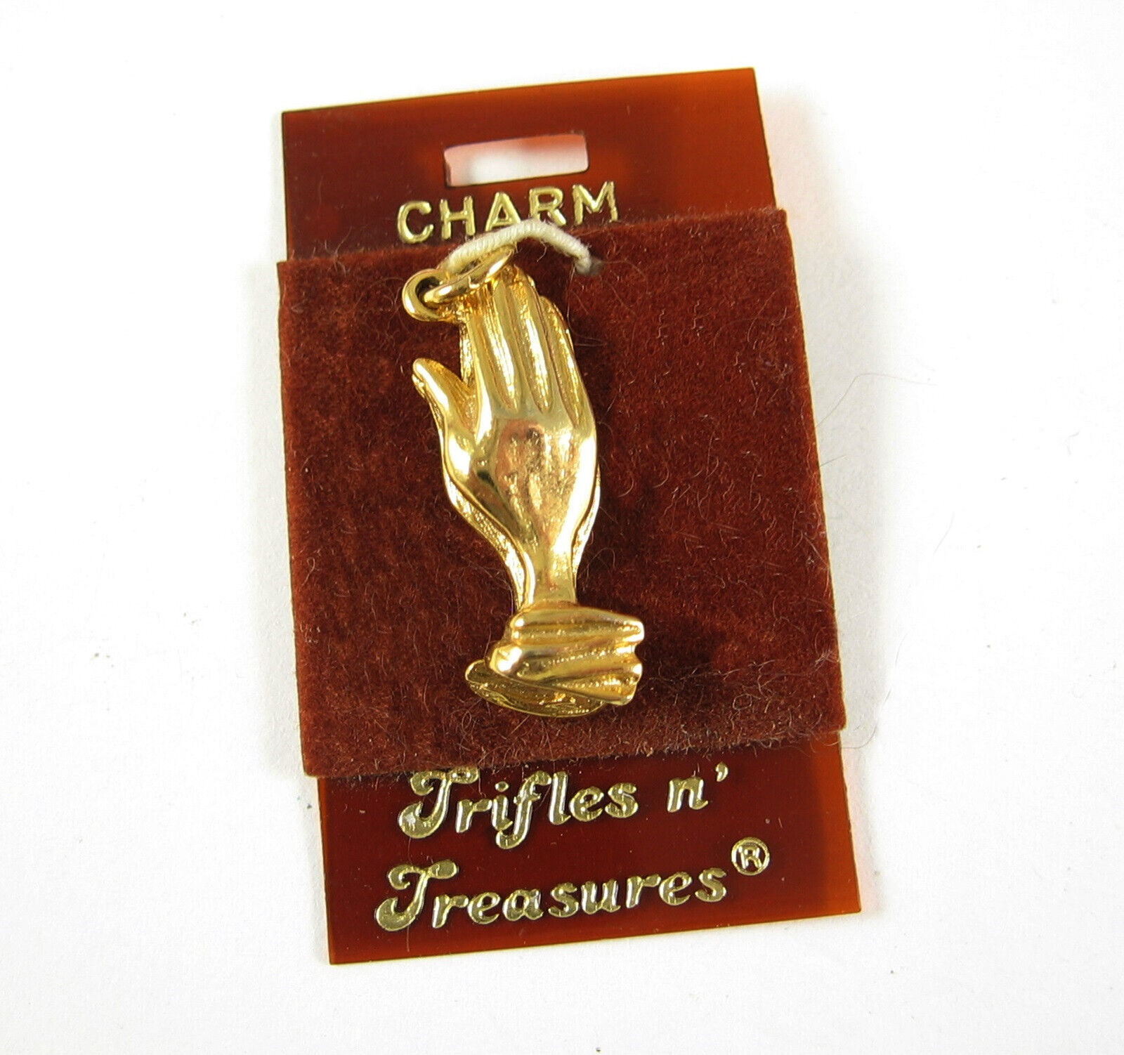Primary image for Give Me A HAND CHARM Vintage Trifles N' Treasures Pendant New On Card Goldtone