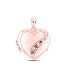 10k Rose Gold Diamond Heart Locket Pendant Charm - £700.72 GBP