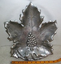 Vintage Pewter Platter Maple Leaf Shaped Large Serving Dish Autumn Table Decor - £26.04 GBP