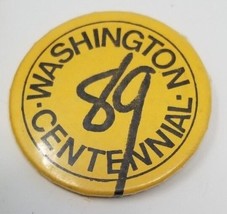 Button Washington State Centennial 1989 Pinback Vintage Yellow and Blue - £8.87 GBP