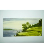 Vintage 1999 Signed Painting Rolling Green Meadows on Lake, B. Creef 16 ... - $858.65 MXN