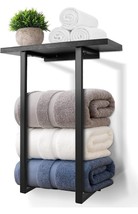 Towel Rack For Bathroom Wall Mounted Black - $10.23