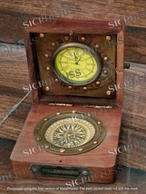 Antique Pocket Watch &amp; Compass Fitted in Wooden Box 49 Bond Street - $34.43