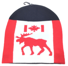 Canadian Moose With Canada Flag Winter Tuque Beanie Unisex Adult Size Bl... - $13.15