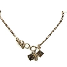 Vintage Lois Hill Indonesia Sterling Charm Pendant Chain Link Toggle Necklace 10 - £98.56 GBP
