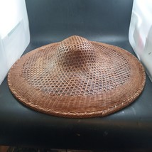Rice Paddy Hat China Vietnam Asia Coolie Farmer Bamboo Hat 20&quot; - $43.80 CAD