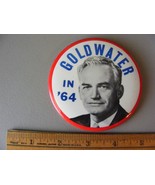 Vintage 3 1/2 inch  Goldwater in &quot;64 Campaign Button - $577.03 MXN