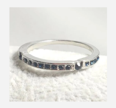 SILVER BLUE RHINESTONE BAND COSTUME RING 5 6 7 8 9 - £31.46 GBP