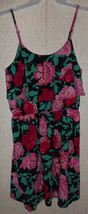 NWT WOMENS $50 ELLE BLACK W/ BRIGHT FLORAL PRINT TIERED DRESS  SIZE M - $25.20