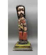 Vintage Hand Carved Wood Latin American Saint Santos Folk Art Statue Lar... - £920.34 GBP