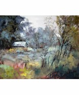 16x20 inches House in forest Oil Painting Canvas Art Wall Decor modern101 - $1,543.45 MXN