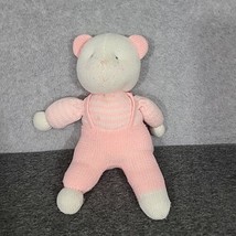 Vintage Eden Baby 11 in Knitted Teddy Bear White Pink Stuffed Animal Plush Lovey - £94.13 GBP