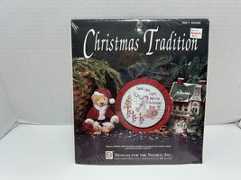Vtg Cross Stitch Christmas Tradition 7&quot; Round Twas the Night Before Christmas - £4.38 GBP
