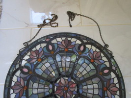 Stain glass vitreaux , vintage, very good condition, with hangers, 24&quot; diam - £356.20 GBP