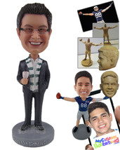 Personalized Bobblehead Man Wearing A Formal Outfit With Classy Shoes And A Scar - £72.72 GBP