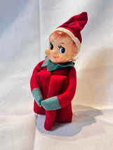 Vtg Christmas Elf Pixie Knee Hugger Made In Japan Blue Eyes Light Brown Hair - £23.75 GBP