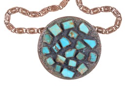c1970&#39;s  Copper/turquoise Bell trading post Pendant/necklace - £158.74 GBP