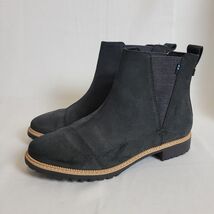 TOMS 'Cleo' US 7 Chelsea Black Suede Boot Slip On Ankle Bootie No Signs ... - $36.62