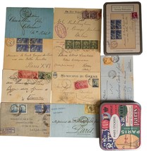 Vintage Paris Hotel Postcard &amp; Sticker Collection in Metal Tin Vintage S... - $17.09