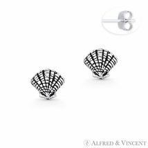 Scallop Clam Seashell Studs .925 Sterling Silver Sea Animal Charm Stud Earrings - £10.50 GBP