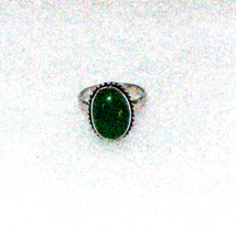 Large Oval Dark Green Jade Gemstone, 925 Sterling Silver Cocktail Ring, Sz 7.5 - £23.15 GBP