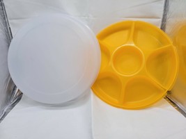 Tuppperware 13" Round Covered Veggie Relish Snack Divided Server Container Tray - $25.00