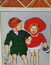 Christmas Postcard Whitney Children Beach Screaming Girl Sailboat Ship Vintage - £13.24 GBP