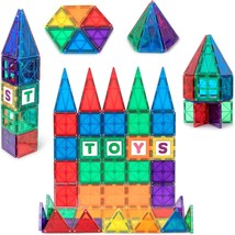 Magnetic Tiles for Kids 60 Pc Magnet Blocks with ABC Click ins STEM Development  - £55.79 GBP