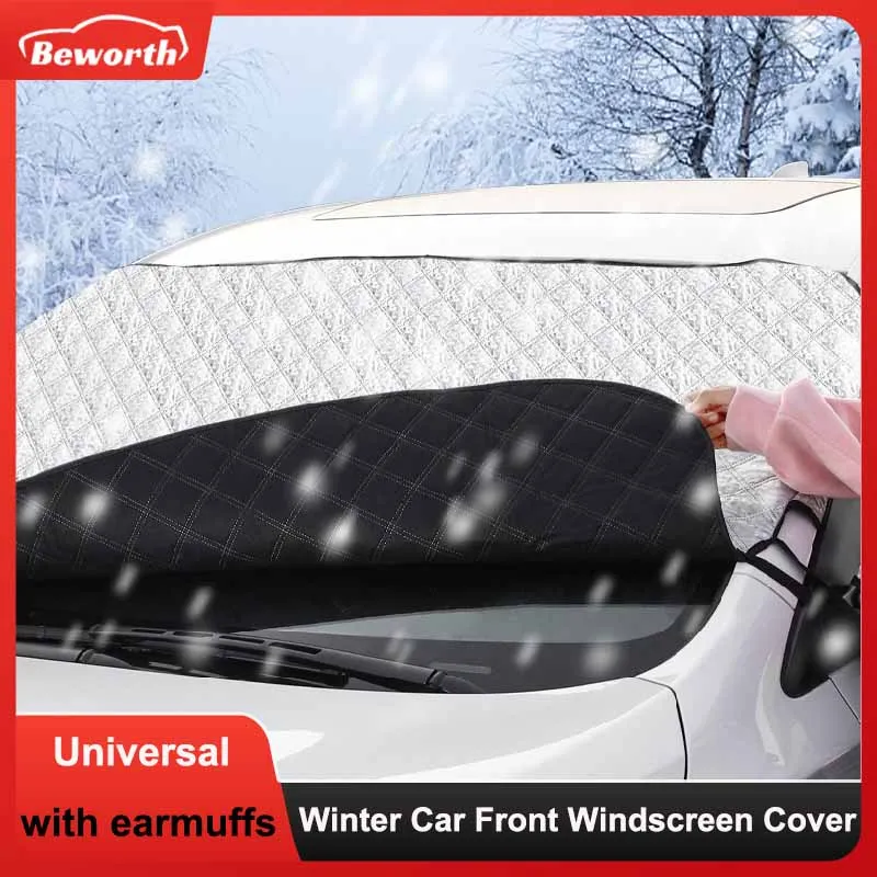 Car Front Windscreen Cover Windshield Sunshade with Earmuffs Universal - £19.48 GBP