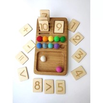 Montessori Math Board with set of reversible cards 1-10 preschool homeschool - £26.40 GBP