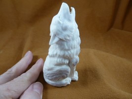 wolf-w61 white howling Wolf shed ANTLER figurine Bali detailed carving wolves - £135.77 GBP